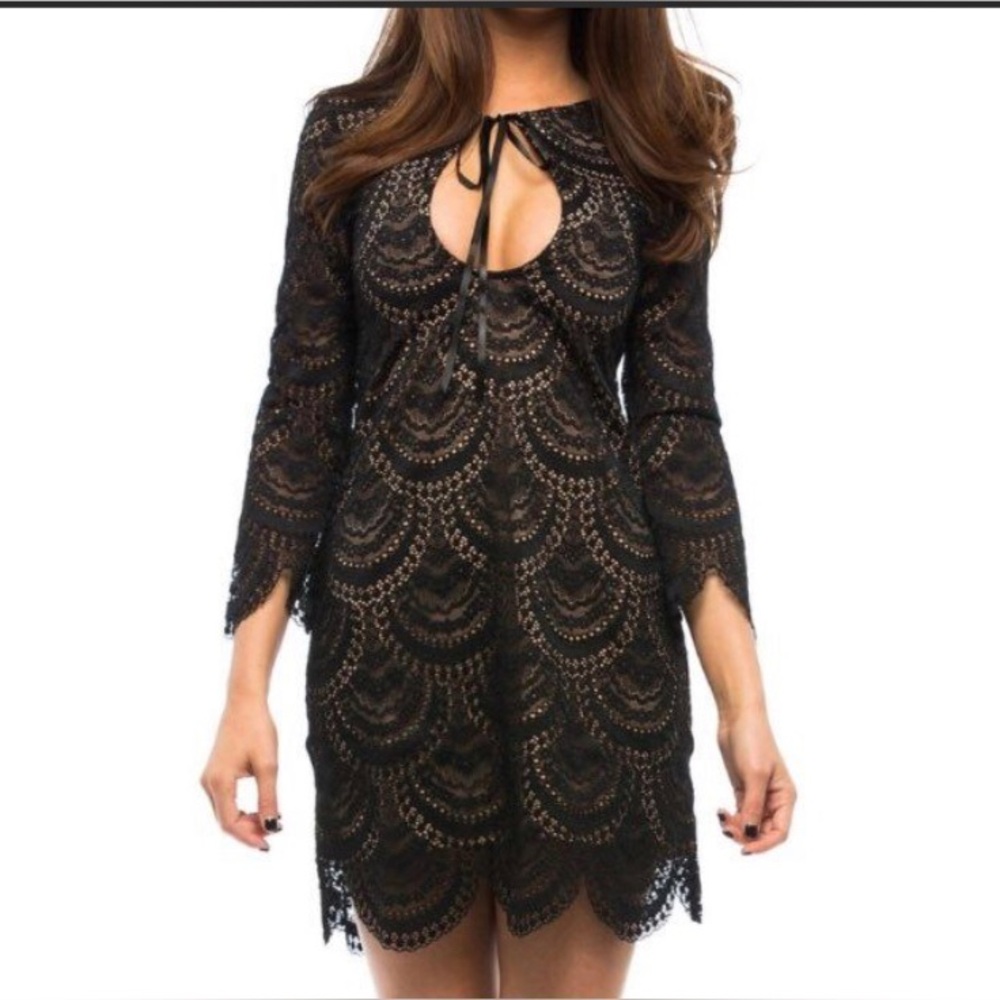 For Love & Lemons Rosalita black lace mini dress Size Small